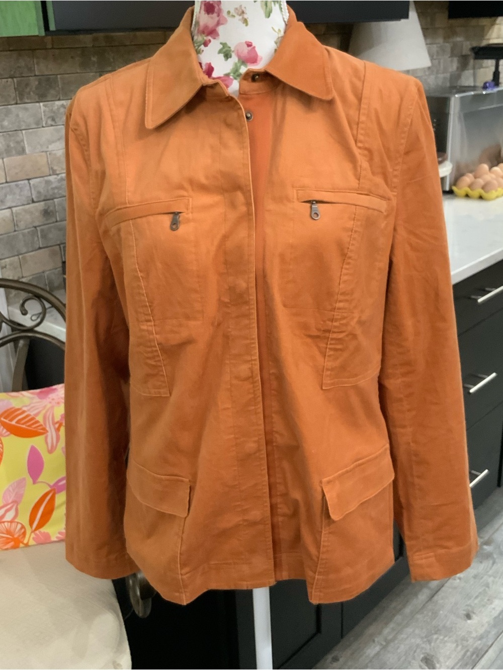 Orvis Utility Jacket Women’s 10 Rust Corduroy Snap Zip Pockets Lightweight New